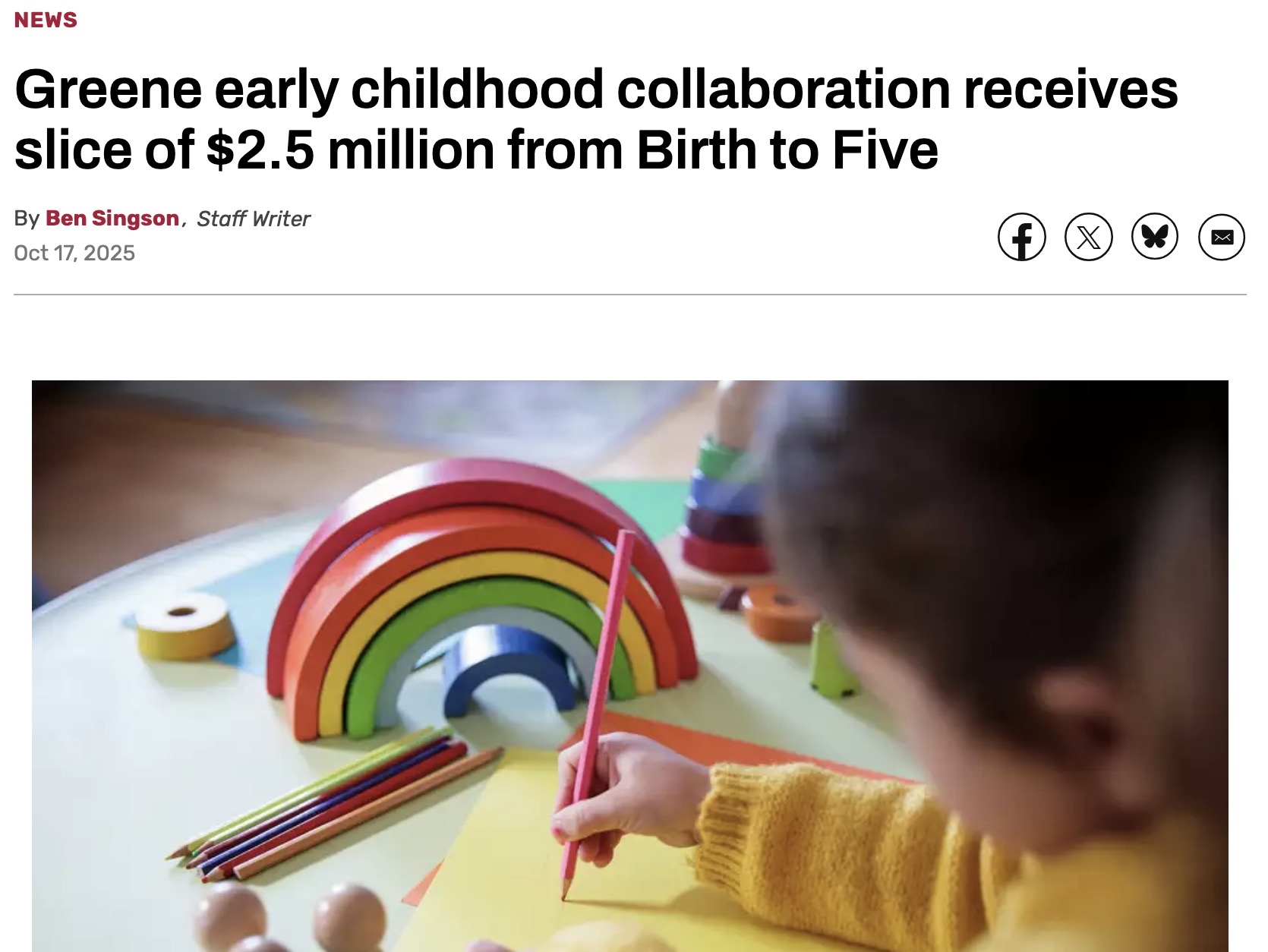 Greene early childhood collaboration receives slice of 2-5 million