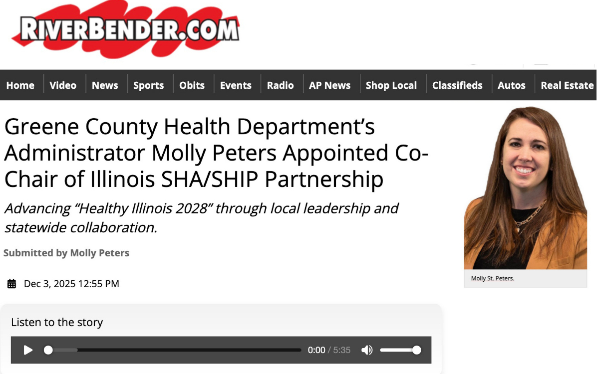 Greene County Administrator Molly Peters Appointed Co-Chair of Illinois SHA-SHIP Partnership