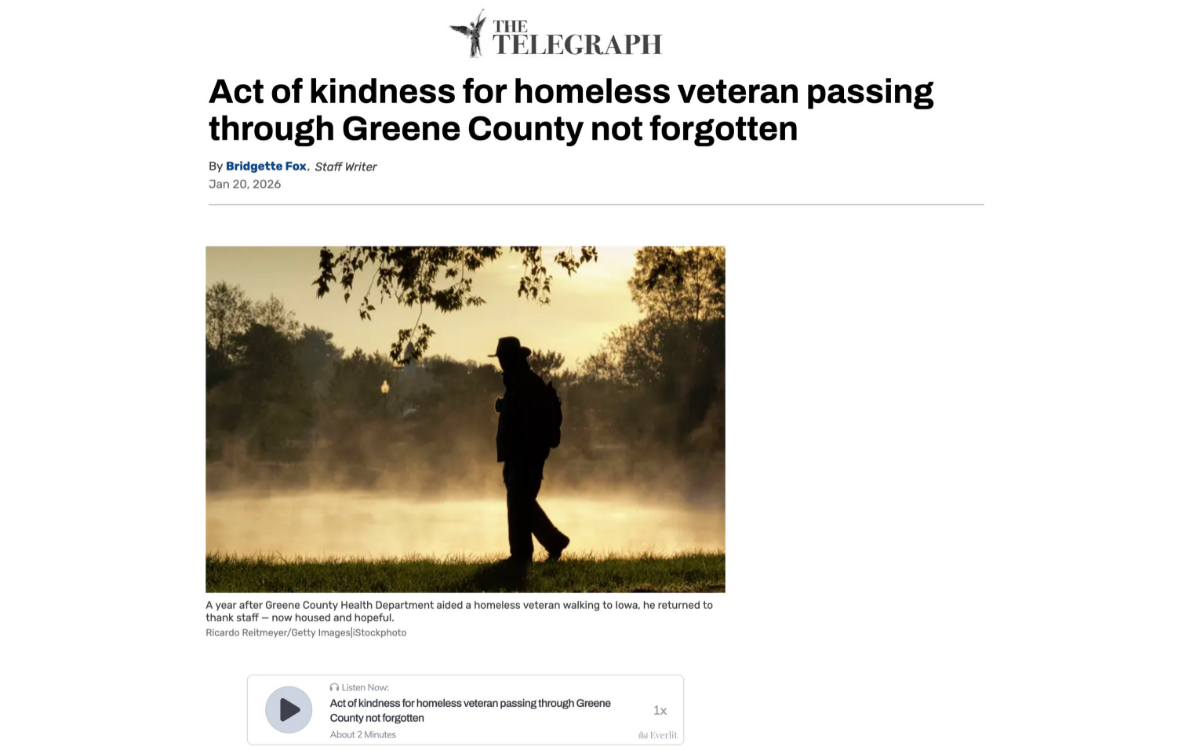 Greene County homeless veterans act of kindness