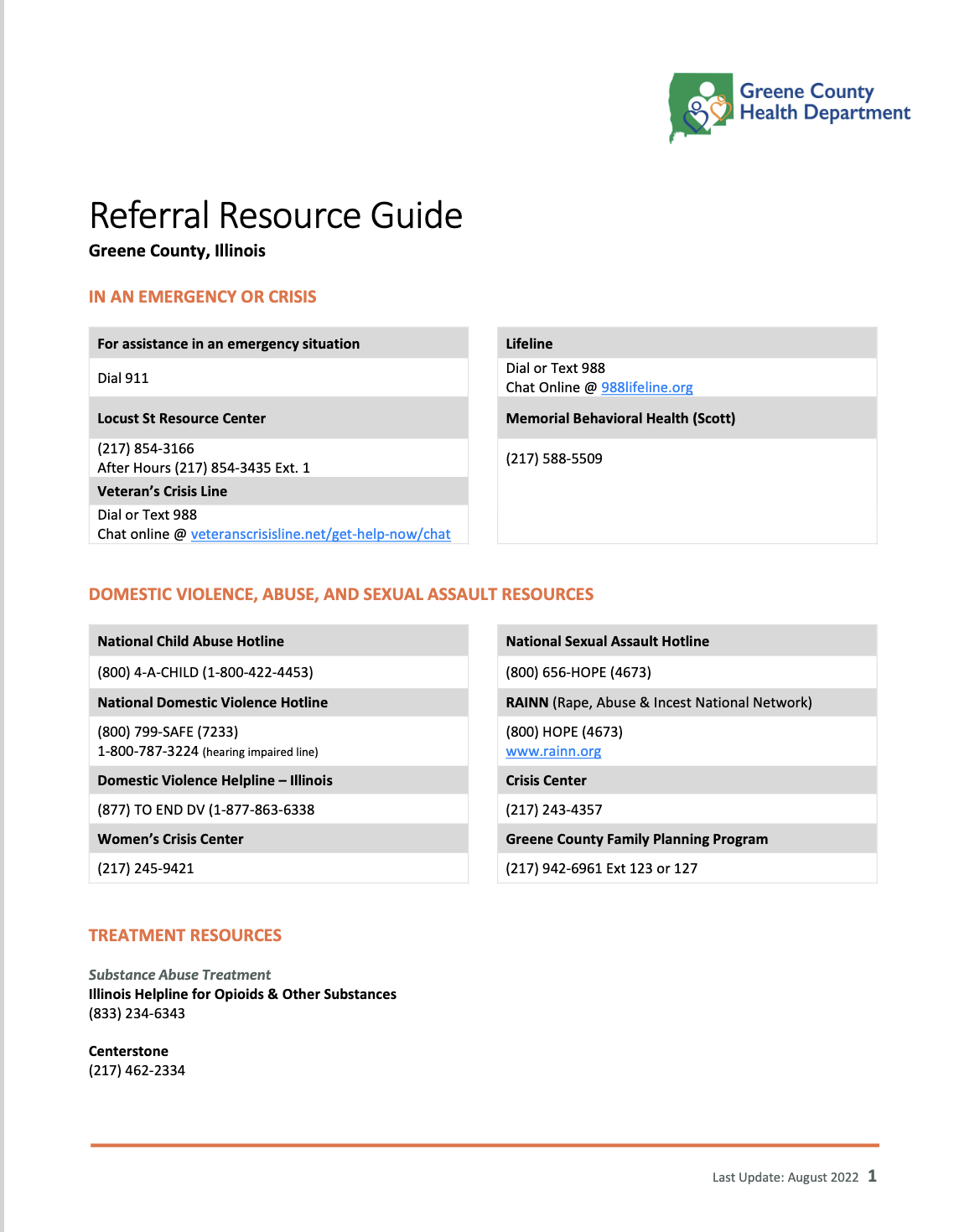 Referral Resource Guide Greene County Referral